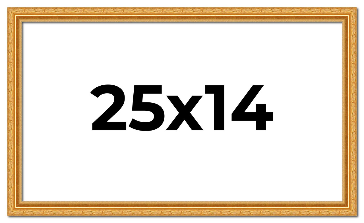 25x14 Solid Wood Antique Picture Frame with UV-Resistant Acrylic & Acid-Free Backing, Available in 4 Finishes: Bronze, Gold, Silver, and Gold with Black
